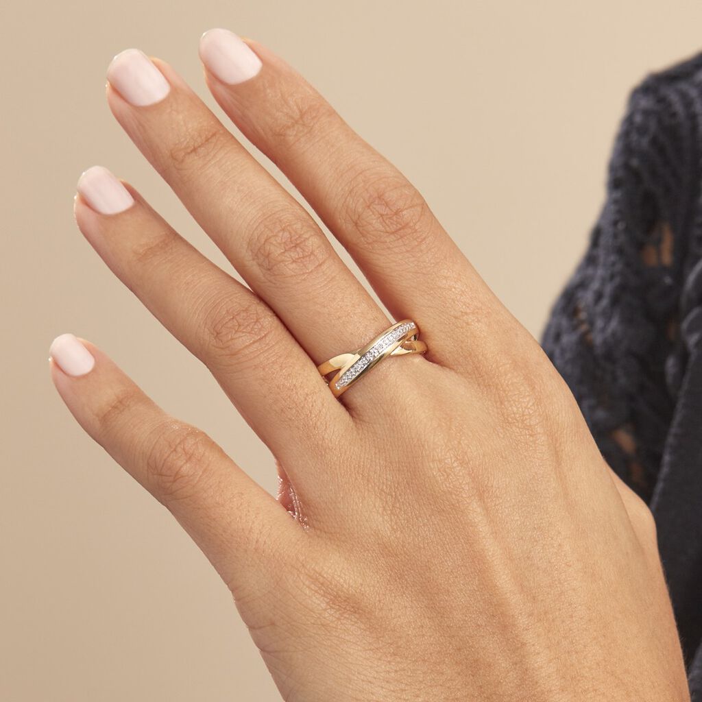 Bague Croisee Or Jaune Diamant - Bagues avec pierre Femme | Histoire d’Or