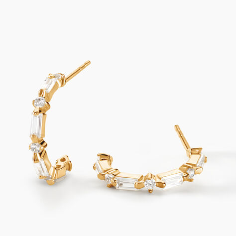 Creoles Sparkle Or Jaune Oxyde De Zirconium - Boucles d'oreilles cr&eacute;oles Femme | Histoire d&rsquo;Or