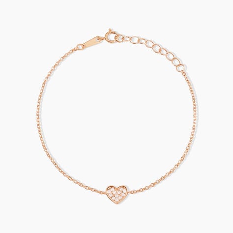 Bracelet Petit Coeur Argent Rose Oxyde De Zirconium - F&ecirc;te des m&egrave;res Femme | Histoire d&rsquo;Or