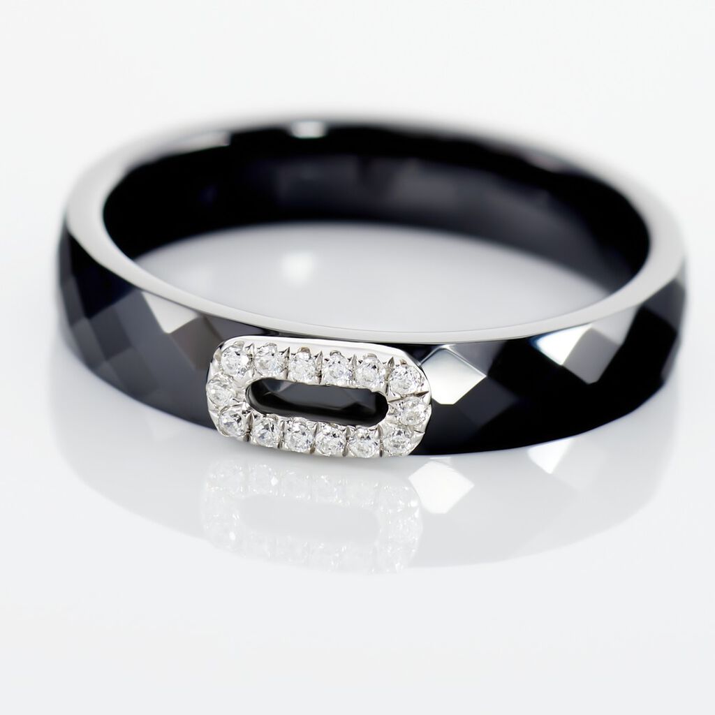 Bague Ceramik Design Argent Blanc Oxyde De Zirconium Et Céramique - Bagues avec pierre Femme | Histoire d’Or