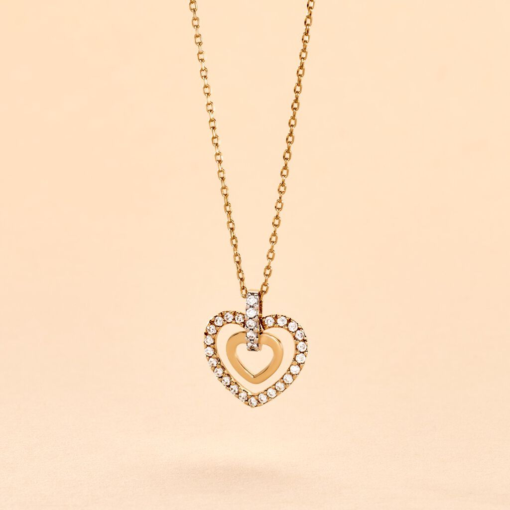 Collier Or Jaune Love Is In The Air Oxydes De Zirconium - Colliers Femme | Histoire d’Or
