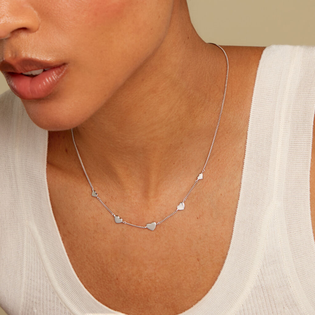 Collier Kiss Me Argent Blanc - Colliers fantaisie Femme | Histoire d&rsquo;Or