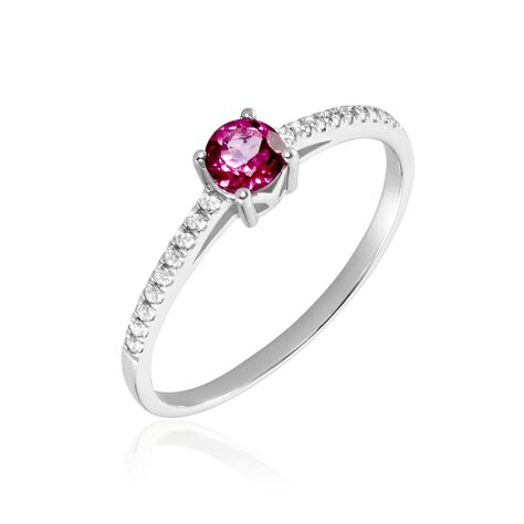 Bague Nagib Or Blanc Topaze Rose Oxyde De Zirconium - Bagues solitaires Femme | Histoire d’Or