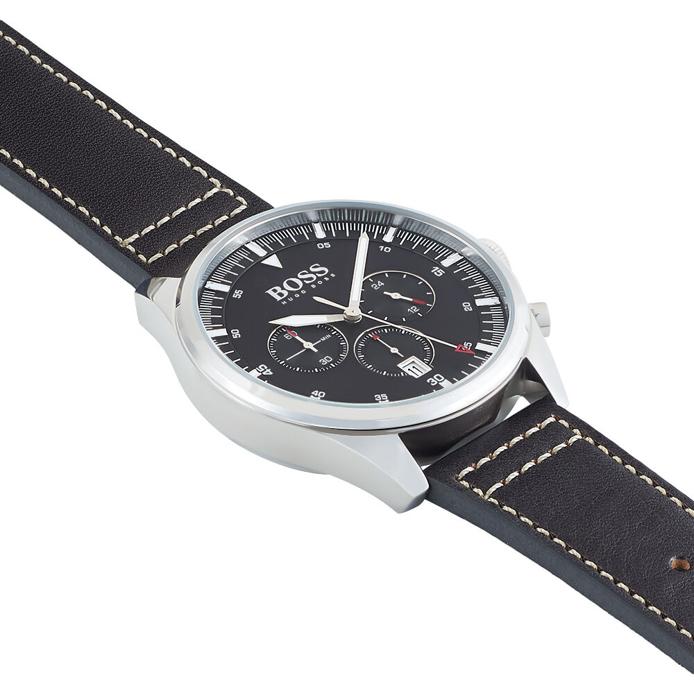 Hugo Boss Pioneer Black Leather Men's Chrono Watch - 1513708 – The Watch  Factory Australia