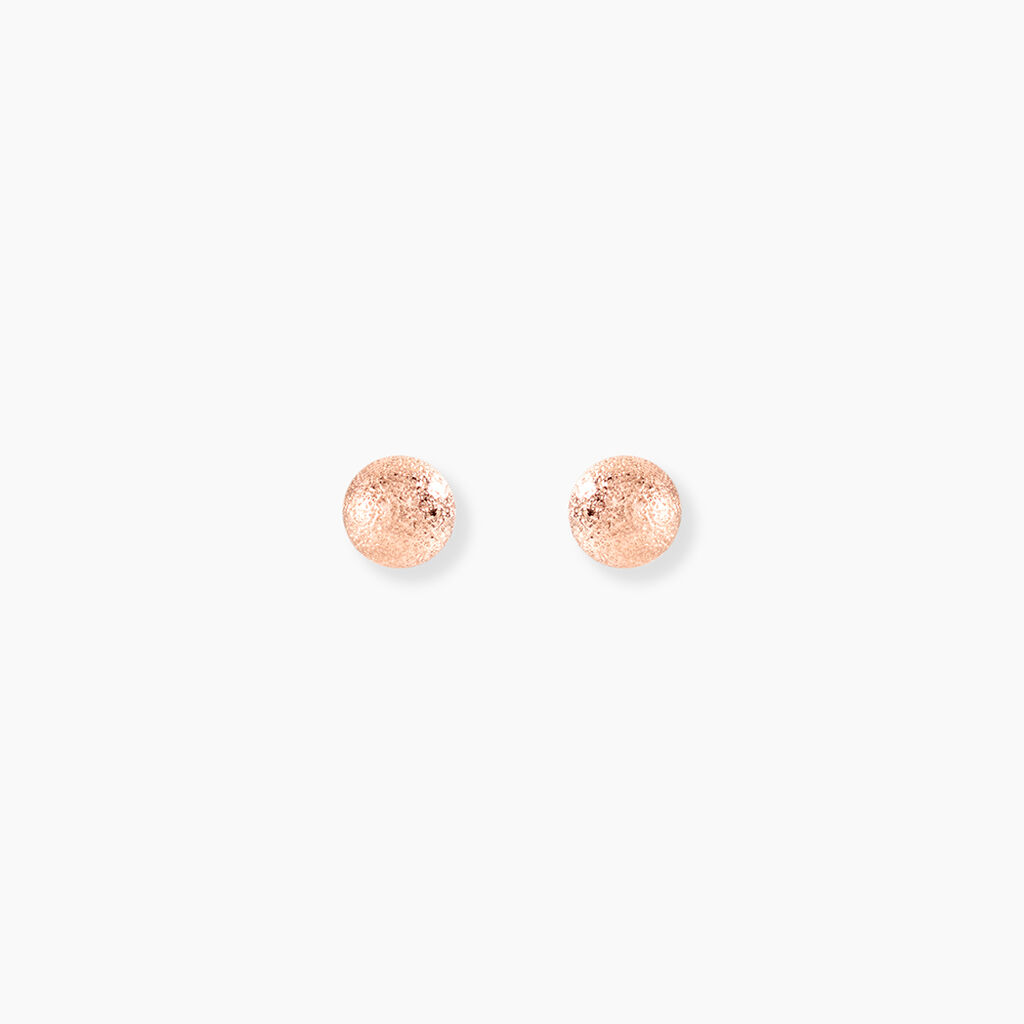 Boucles D'oreilles Puces Fidelia Boule Sablee Or Rose - Clous d'oreilles Femme | Histoire d&rsquo;Or