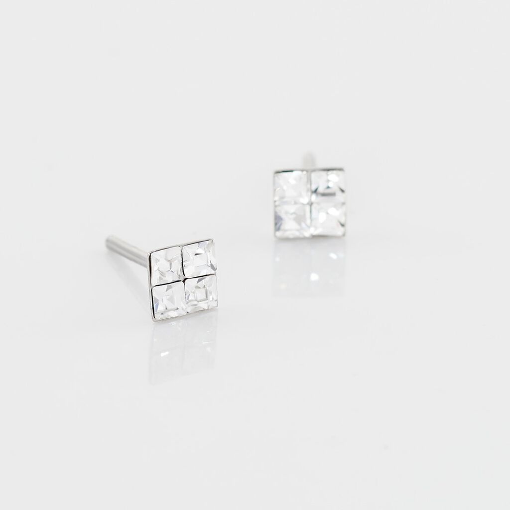 Boucles D'oreilles Puces Eve Argent Blanc Oxyde De Zirconium - Boucles d'oreilles fantaisie Femme | Histoire d&rsquo;Or