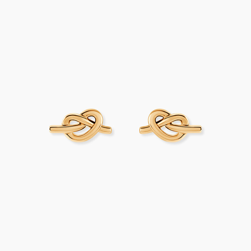 Boucles D'Oreilles Puces Bretzel Plaqu&eacute; Or Jaune - Boucles d'oreilles fantaisie Femme | Histoire d&rsquo;Or