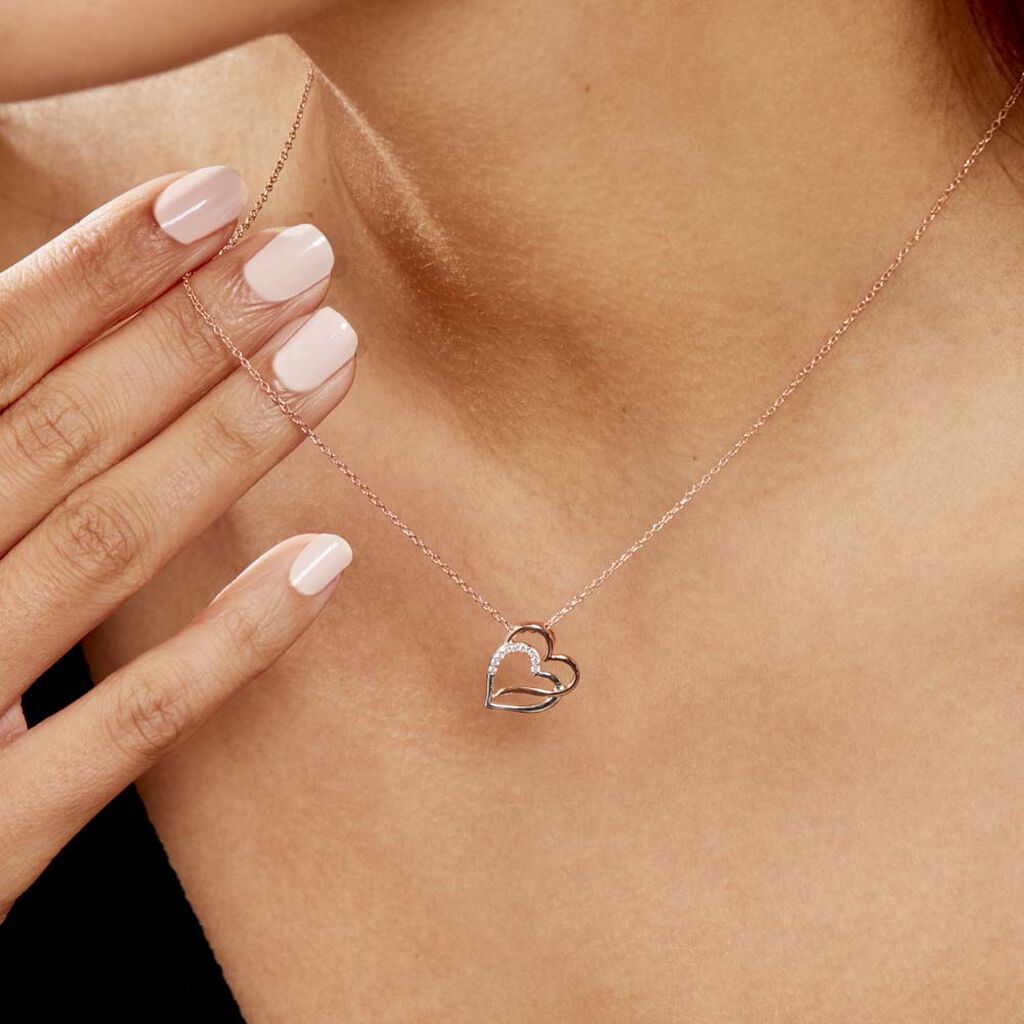 Collier Argent Bicolore Serapis Oxydes De Zirconium - Colliers Coeur Femme | Histoire d’Or