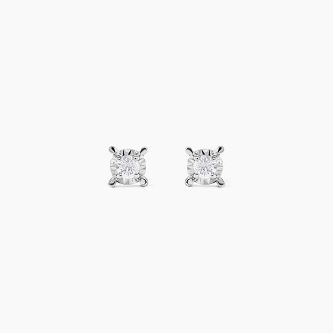 Boucles D'oreilles Puces Diamotion Or Blanc Diamant - Clous d'oreilles Femme | Histoire d&rsquo;Or