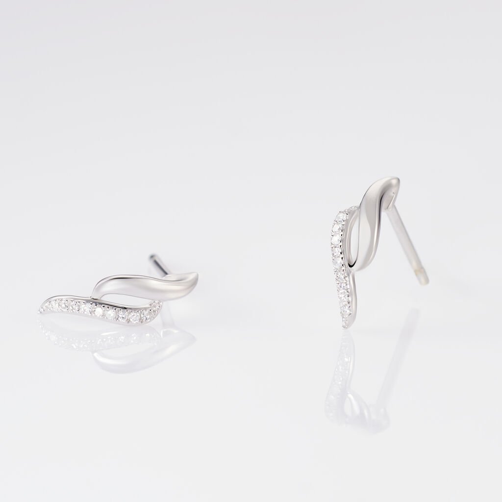 Boucles D'oreilles Puces Callum Or Blanc Diamant - Clous d'oreilles Femme | Histoire d’Or
