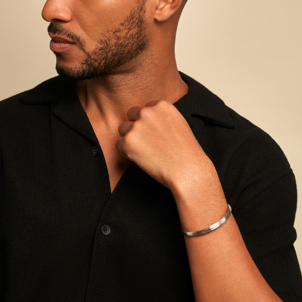Bracelet Jonc Pulse Argent Blanc - Bracelets joncs Homme | Histoire d&rsquo;Or