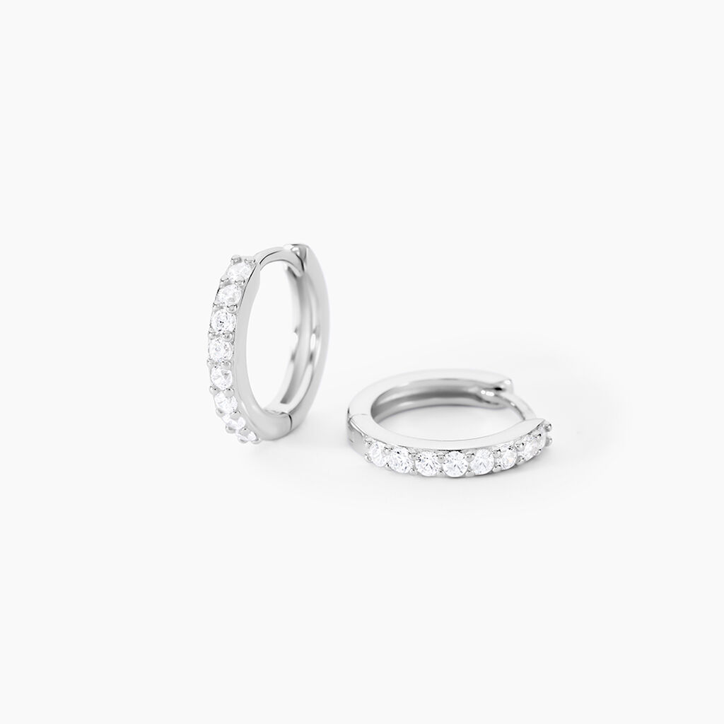 Cr&eacute;oles Jussi Argent Blanc Oxyde De Zirconium - Boucles d'oreilles cr&eacute;oles Femme | Histoire d&rsquo;Or