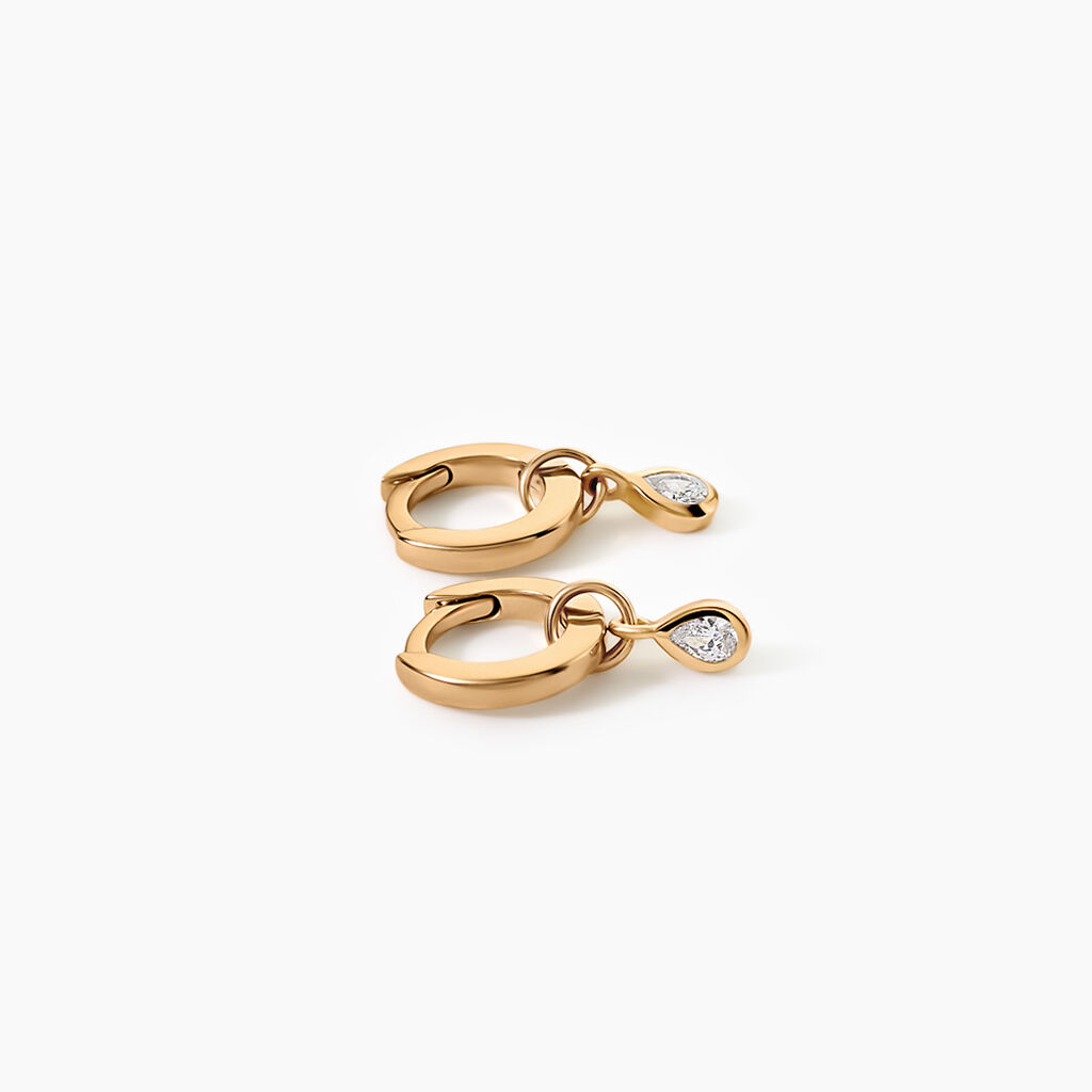 Cr&eacute;oles Lorianne Plaqu&eacute; Or Jaune Oxyde De Zirconium - Boucles d'oreilles cr&eacute;oles Femme | Histoire d&rsquo;Or