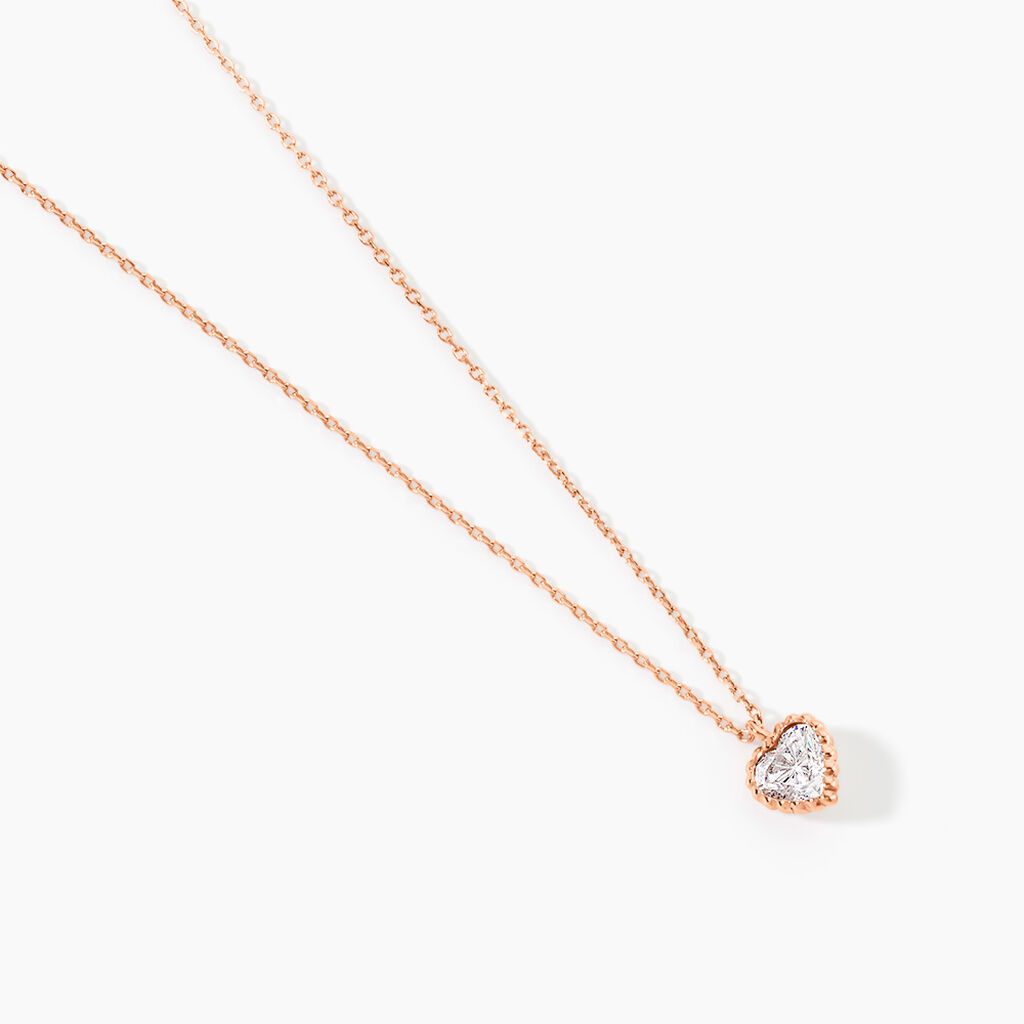 Collier Kadidjatou Or Rose Oxyde De Zirconium - Bijoux Coeur Femme | Histoire d&rsquo;Or