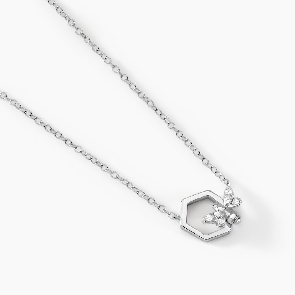Collier Argent Blanc Bee Good Oxyde De Zirconium - Colliers fantaisie Femme | Histoire d’Or