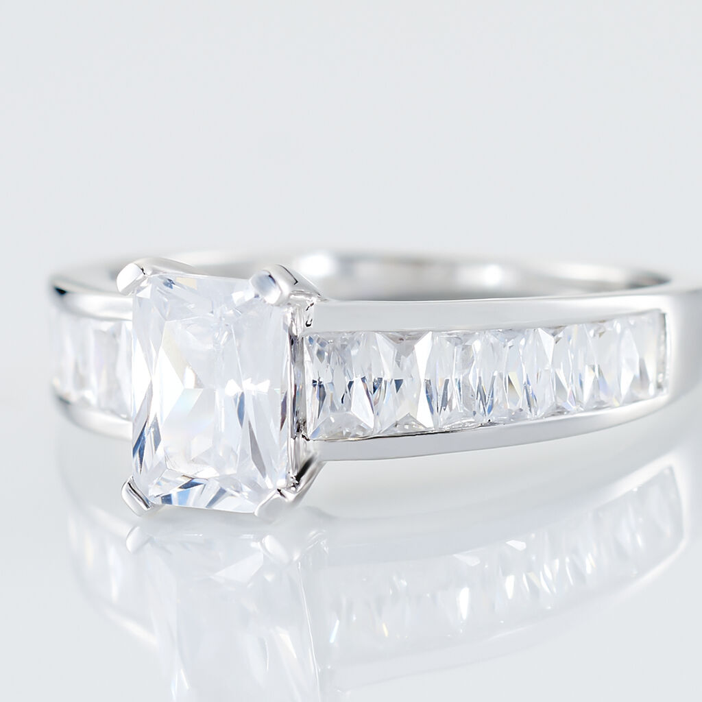 Bague Solitaire Aronn Argent Blanc Oxyde De Zirconium - Bagues solitaires Femme | Histoire d&rsquo;Or