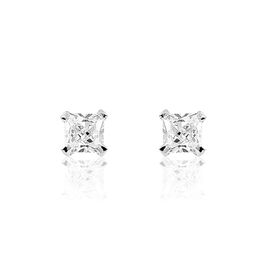 Boucles D'oreilles Puces Carre Argent Blanc Oxyde De Zirconium - Boucles d'oreilles fantaisie Femme | Histoire d’Or
