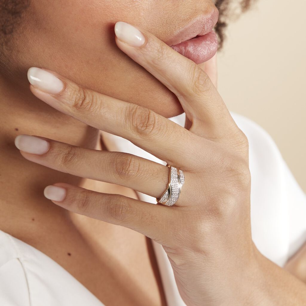 Bague Bandeau Or Jaune Oxyde De Zirconium - Bagues avec pierre Femme | Histoire d’Or