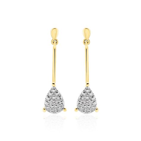 Boucles D'oreilles Pendantes Pear C Or Jaune Diamant - Boucles d'oreilles pendantes Femme | Histoire d’Or