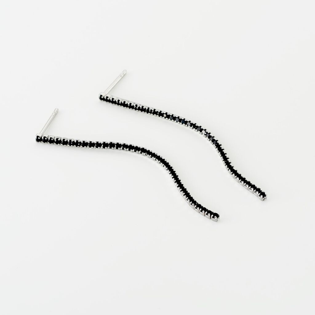 Boucles D'oreilles Pendantes Lou-anne Argent Blanc Oxyde Noir - Boucles d'oreilles fantaisie Femme | Histoire d’Or