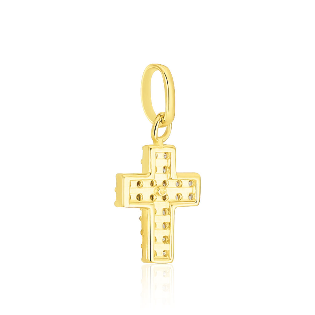Pendentif Canice Croix Or Jaune Oxyde De Zirconium - Pendentifs Communion Femme | Histoire d’Or
