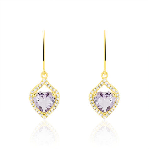 Boucles D'oreilles Pendantes Rosaline Or Jaune Amethyste Et Oxyde - Boucles d'oreilles pendantes Femme | Histoire d’Or