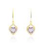Boucles D'oreilles Pendantes Rosaline Or Jaune Amethyste Et Oxyde
