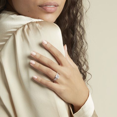 Bague Solitaire Accompagnž Or Blanc Addy Oxyde De Zirconium - Bagues solitaires Femme | Histoire d’Or