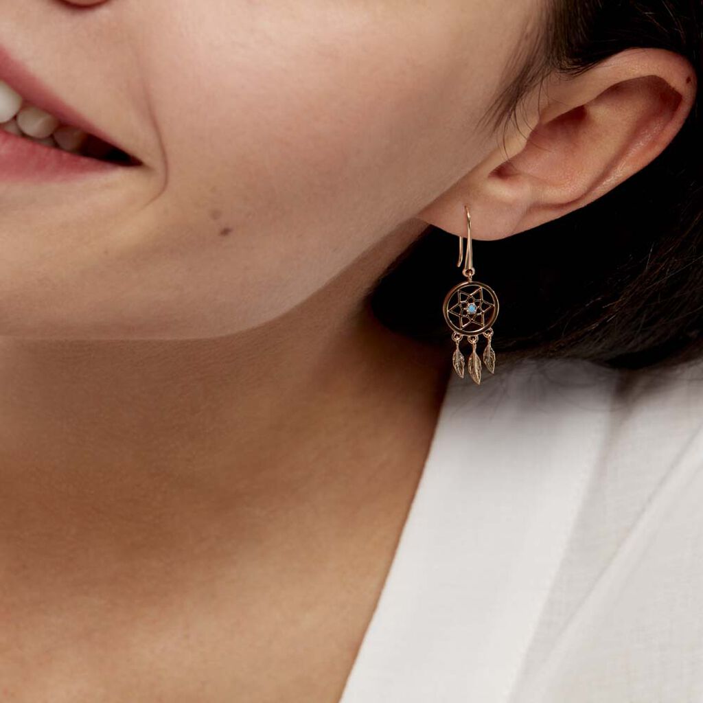 Boucles D'oreilles Pendantes Attrape Reves Plaque Or Pierre - Boucles d'Oreilles Attrape rêves Femme | Histoire d’Or