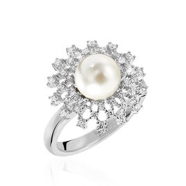 Bague Pearl Argent Blanc Oxyde De Zirconium - Bagues avec pierre Femme | Histoire d’Or