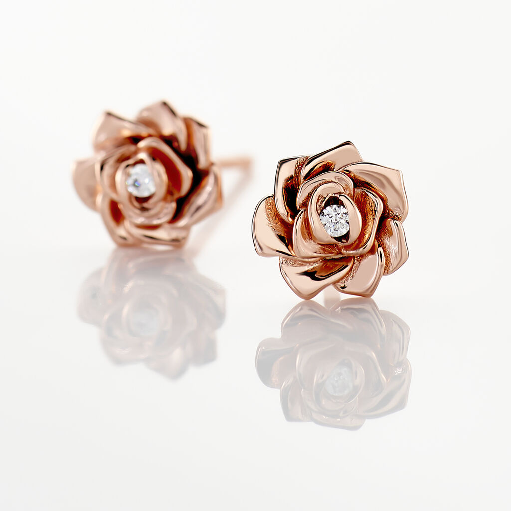Boucles D'oreilles Puces Jannea Argent Rose Oxyde De Zirconium - Boucles d'oreilles fantaisie Femme | Histoire d’Or