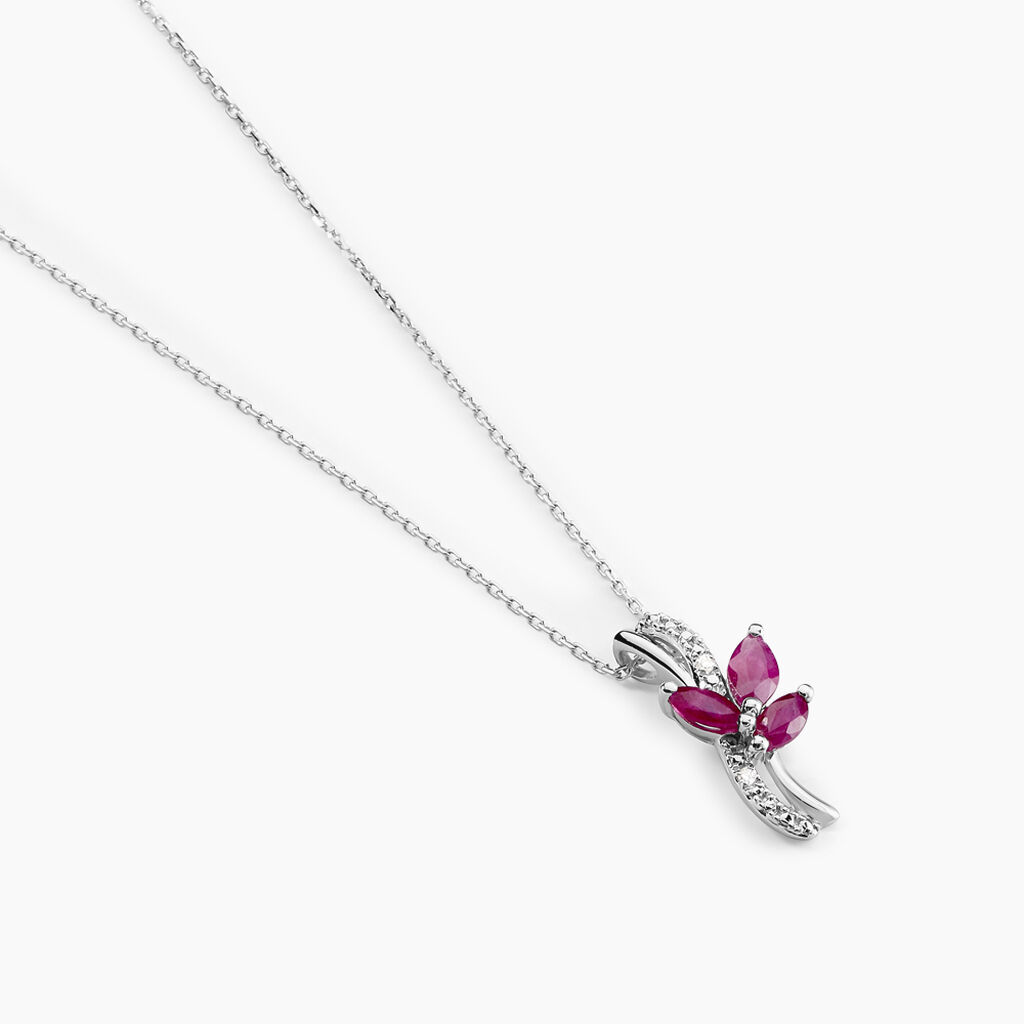 Collier Angie Or Blanc Diamant Et Rubis - Colliers Femme | Histoire d’Or