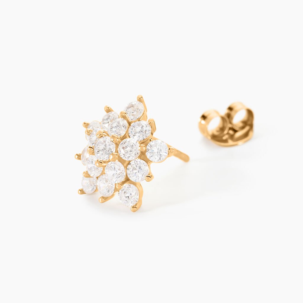 Boucles D'oreilles Puces Bleuenn Plaqué Or Jaune Oxyde De Zirconium - Nouveautés Femme | Histoire d’Or