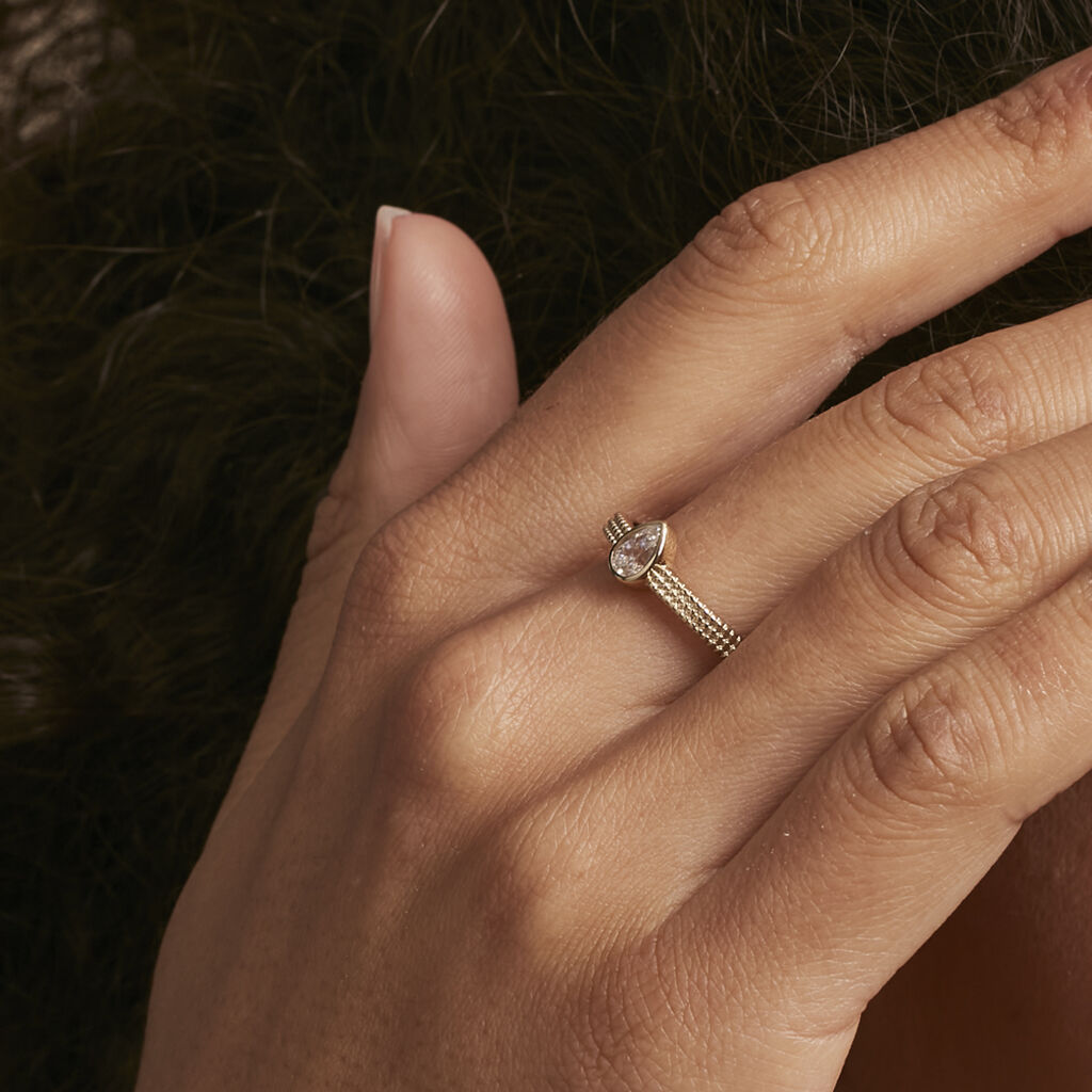 Bague Plaqué Or Lame Oxyde De Zirconium - Bagues avec pierre Femme | Histoire d’Or