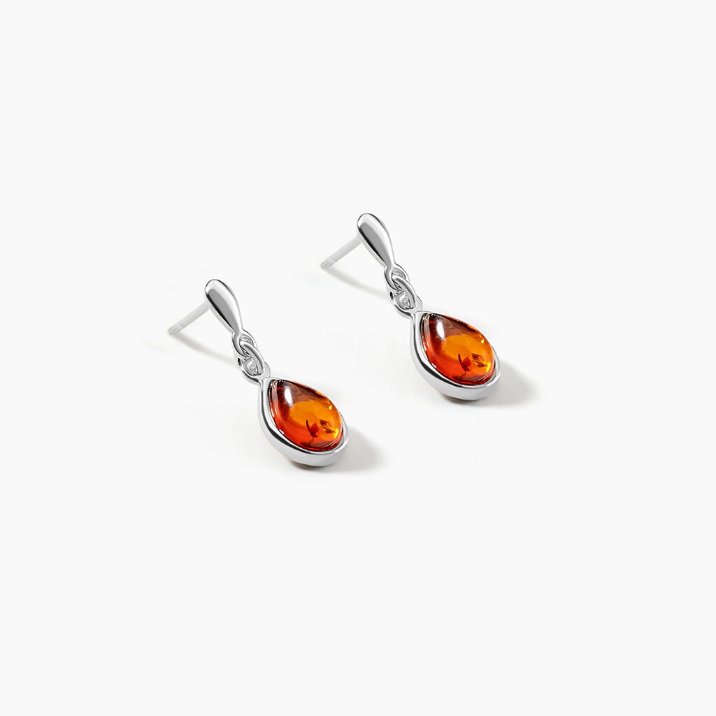 Boucles D'oreilles Argent Blanc Ilena Ambre - Boucles d'oreilles fantaisie Femme | Histoire d’Or