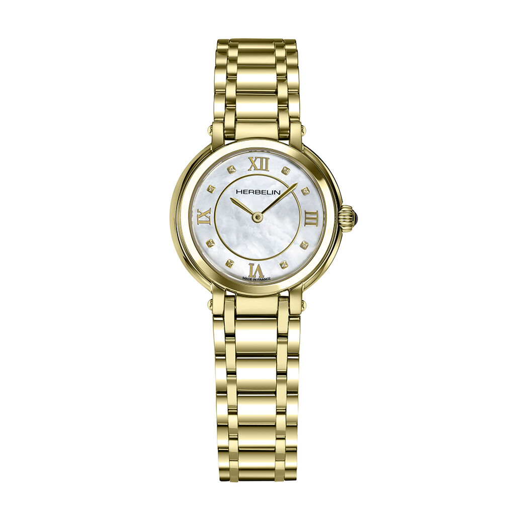 Montre Herbelin Galet Nacre Blanche - Id&eacute;es cadeaux Femme | Histoire d&rsquo;Or