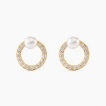 Boucles D'oreilles Puces Piety Or Jaune Perle De Culture Oxyde - Clous d'oreilles Femme | Histoire d&rsquo;Or