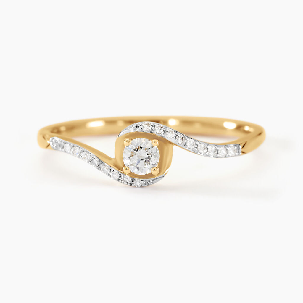 Bague Vrille Accompagnee Or Jaune Diamant - Bagues solitaires Femme | Histoire d&rsquo;Or