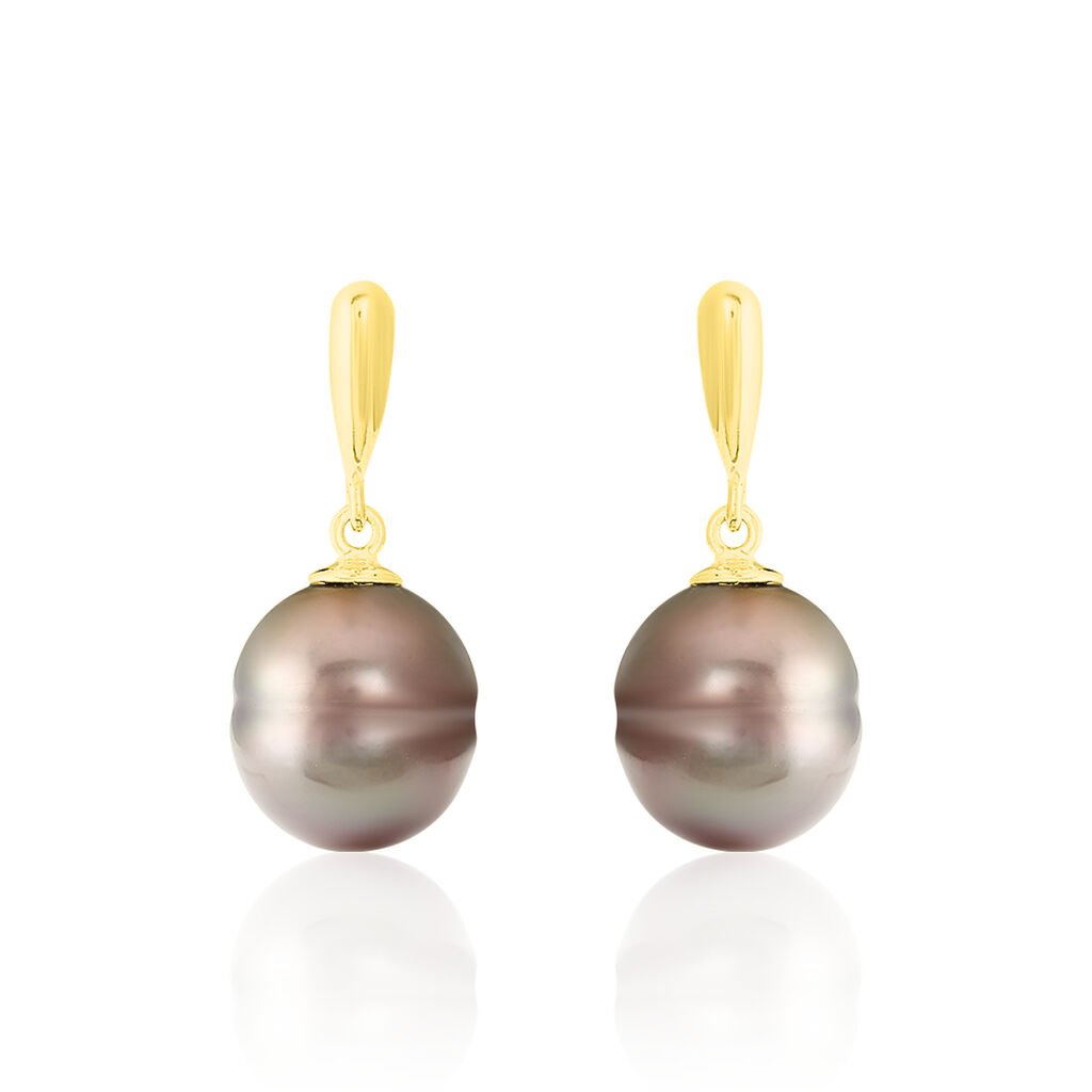 Boucles D'oreilles Pendantes Semi-baroque Or Jaune Perle De Tahiti - Boucles d'oreilles pendantes Femme | Histoire d&rsquo;Or