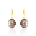 Boucles D'oreilles Pendantes Semi-baroque Or Jaune Perle De Tahiti - Boucles d'oreilles pendantes Femme | Histoire d&rsquo;Or