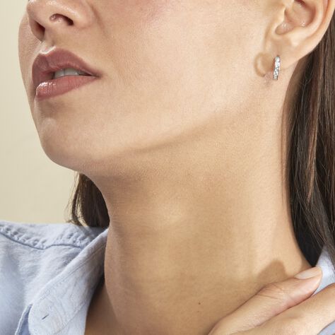 Créoles Anne-sixtine Argent Blanc Oxyde De Zirconium - Boucles d'Oreilles Coeur Femme | Histoire d’Or