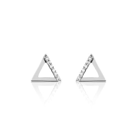 Boucles D'oreilles Puces Lorena Argent Blanc Oxyde De Zirconium - Boucles d'oreilles fantaisie Femme | Histoire d’Or