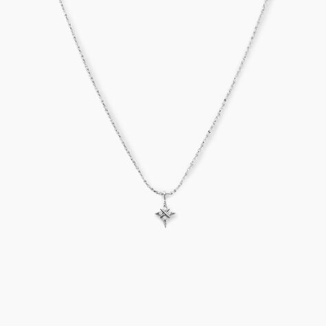 Collier Astre Precieux Argent Blanc Oxyde De Zirconium - Colliers fantaisie Femme | Histoire d&rsquo;Or