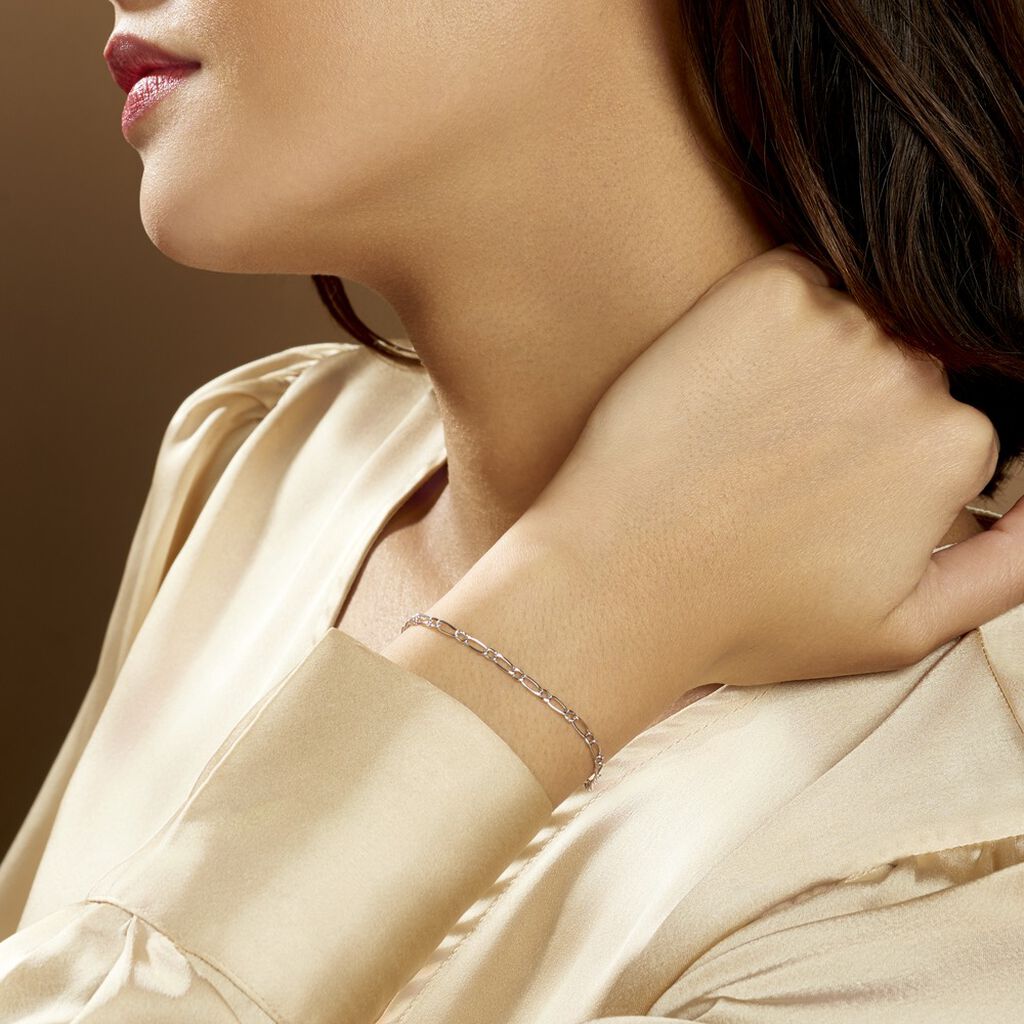 Bracelet Ophelio Maille Alternee 1/1 Or Blanc - Bracelets chaîne Femme | Histoire d’Or
