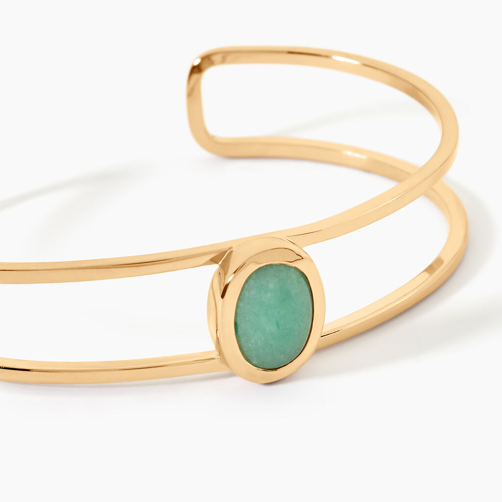 Bracelet Jonc Veina Plaqu&eacute; Or Jaune Aventurine - Bracelets joncs Femme | Histoire d&rsquo;Or
