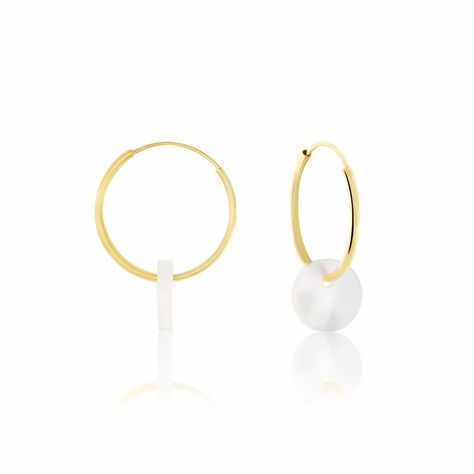 Creoles Or Jaune Vicenze Nacre - Boucles d'oreilles créoles Enfant | Histoire d’Or