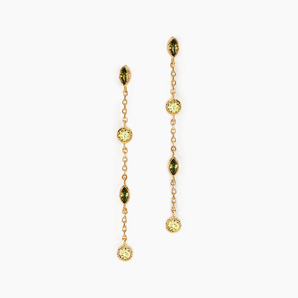 Boucles D'oreilles Pendantes Angelica Plaque Or Jaune Oxyde Zirconium - Boucles d'oreilles fantaisie Femme | Histoire d’Or