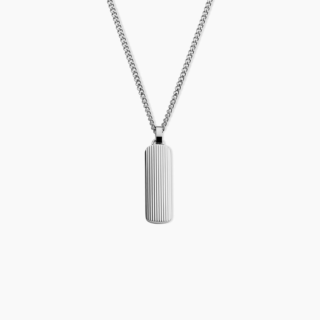 Collier Pantheon Acier Blanc - Bijoux sans pierre Homme | Histoire d&rsquo;Or