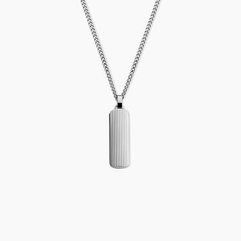 Collier Pantheon Acier Blanc - Bijoux sans pierre Homme | Histoire d&rsquo;Or
