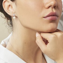 Boucles D'oreilles Pendantes Shirine Argent  Perle De Culture Et Oxyde - Boucles d'oreilles fantaisie Femme | Histoire d’Or